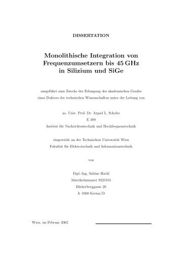 Monolithische Integration von Frequenzumsetzern bis 45 GHz in ...