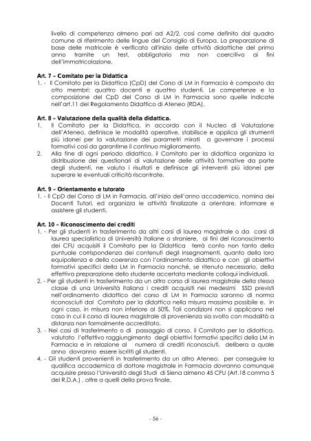 FACOLTÀ DI FARMACIA Anno Accademico 2010/2011