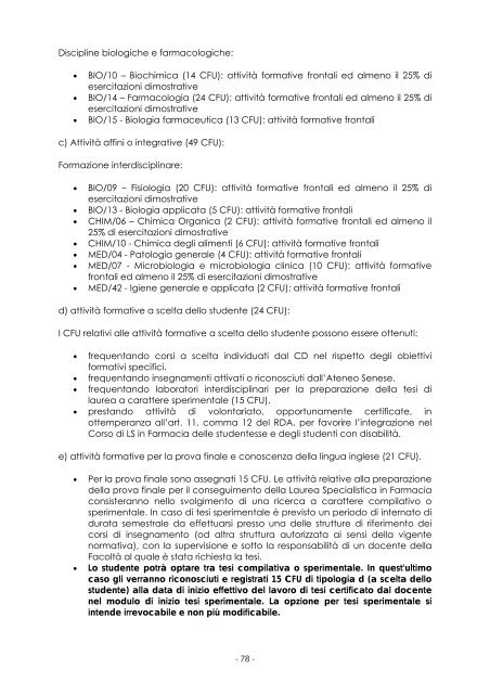 FACOLTÀ DI FARMACIA Anno Accademico 2010/2011