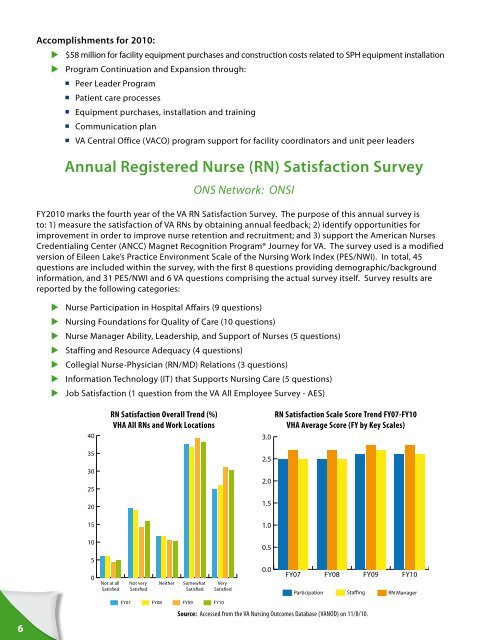 ONS Annual Report 2010 - US Department of Veterans Affairs