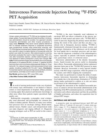 Intravenous Furosemide Injection During 18F-FDG PET Acquisition