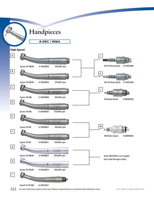 Sect. 15 Handpieces_montage Patterson Dental/Dentaire
