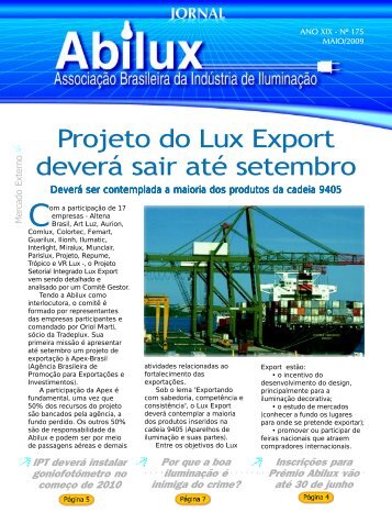 Projeto do Lux Export deverá sair até setembro - Abilux