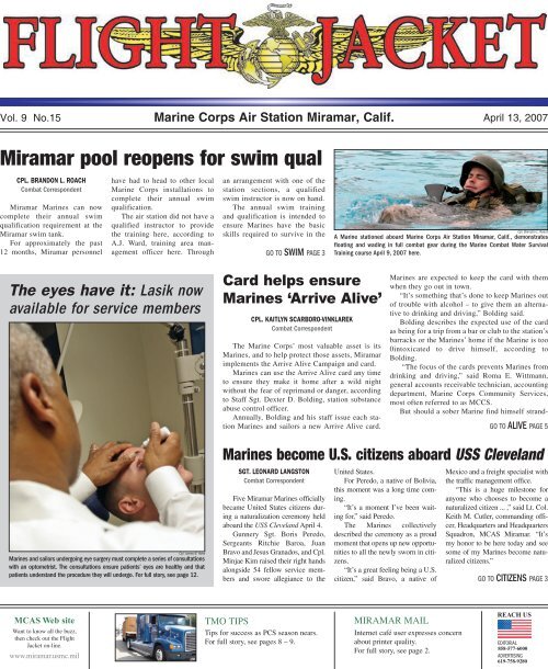 Miramar pool reopens for swim qual Marine Corps Air Station
