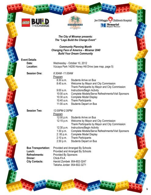 The City of Miramar presents: The “Lego Build the Change Event ...