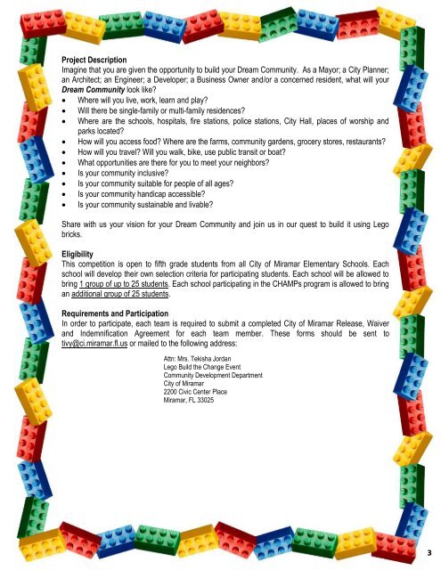 The City of Miramar presents: The “Lego Build the Change Event ...