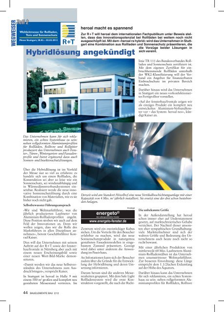 "Bauelemente Bau" Ausgabe 02/2012 - Heroal