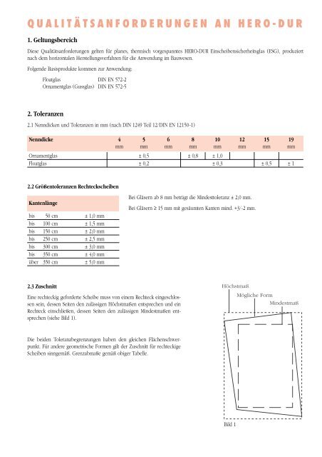 QUALITÄTSANFORDERUNGEN AN HERO-DUR - Hero-Glas