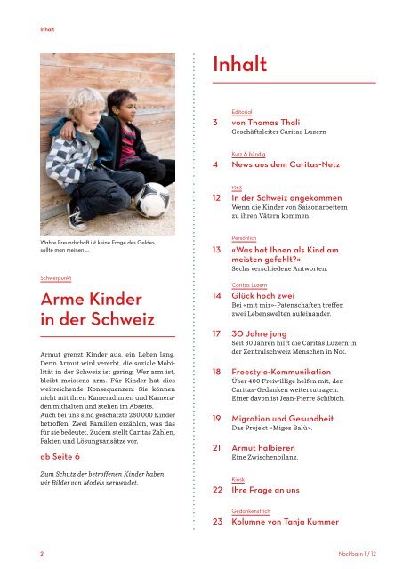 Arme Kinder in der Schweiz - Caritas Luzern