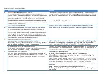 MIRA Questionnaire | Context and definitions # Question and its ...