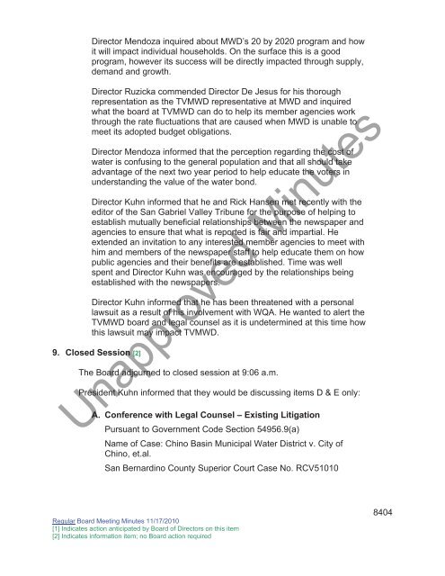 Special Board Meeting Packet - Three Valleys Municipal Water District