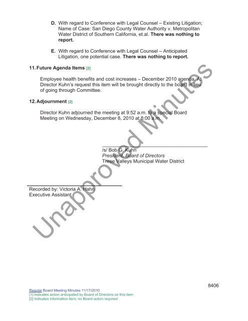 Special Board Meeting Packet - Three Valleys Municipal Water District