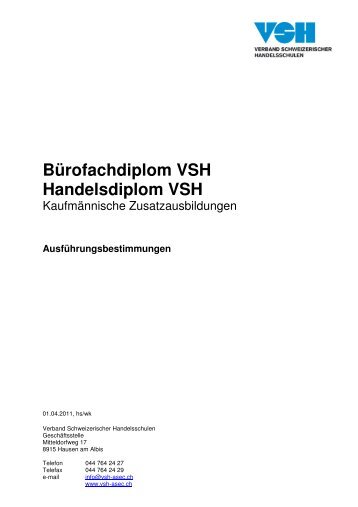 Bürofachdiplom VSH Handelsdiplom VSH