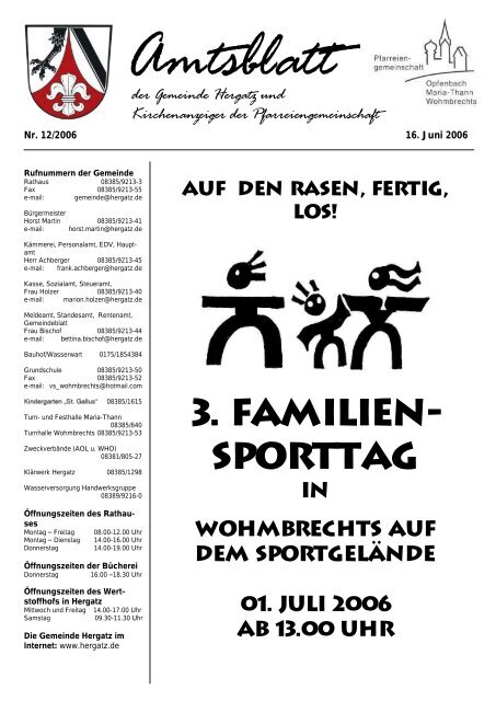 Gemeindeblatt Nr. 12 vom 16. Juni 2006 - Gemeinde Hergatz
