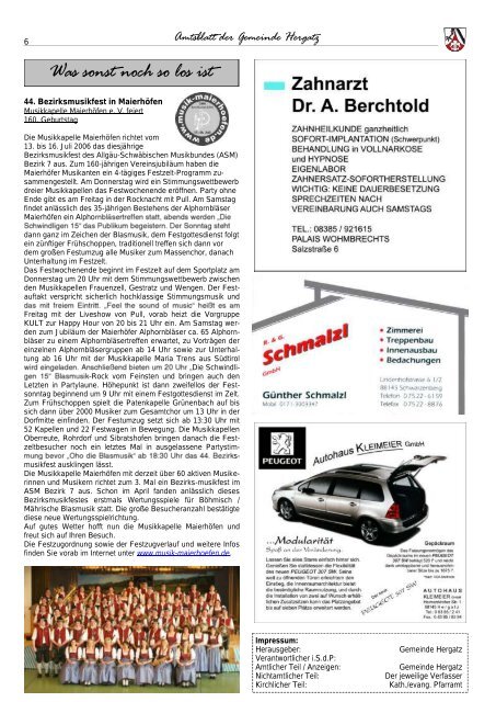 Gemeindeblatt Nr. 12 vom 16. Juni 2006 - Gemeinde Hergatz