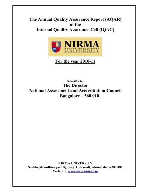 of the Internal Quality Assurance Cell - Nirma University