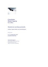 Clausthaler Metall-Tagung CLT 2011 - Institut für Werkstoffkunde ...