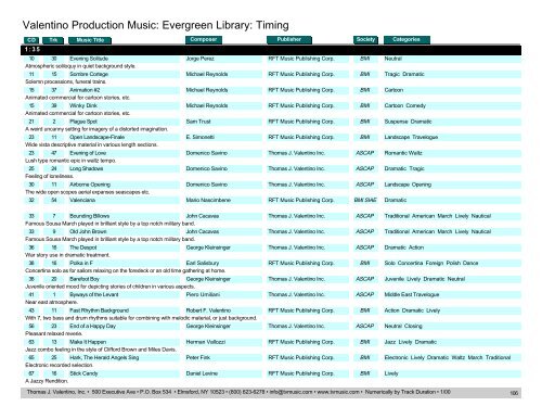 Valentino Production Music: Evergreen Library: Timing