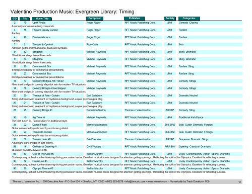 Valentino Production Music: Evergreen Library: Timing