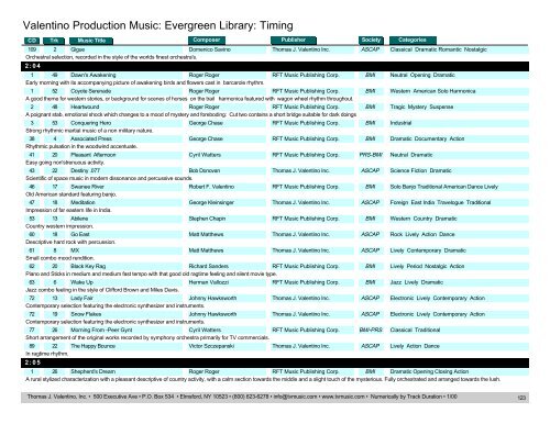 Valentino Production Music: Evergreen Library: Timing