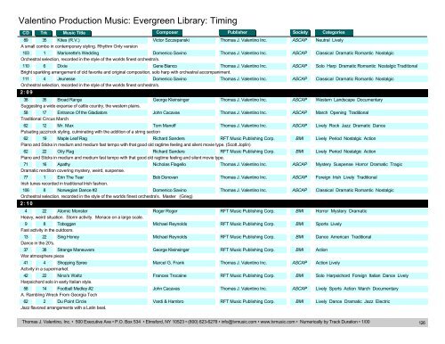 Valentino Production Music: Evergreen Library: Timing