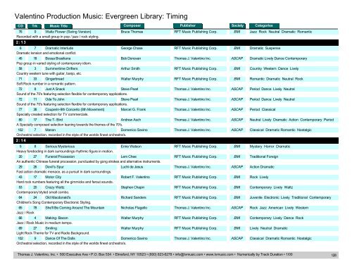 Valentino Production Music: Evergreen Library: Timing