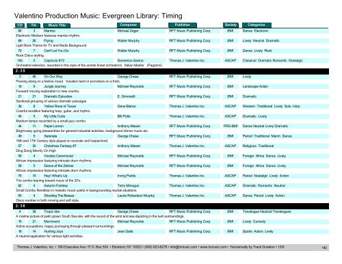 Valentino Production Music: Evergreen Library: Timing