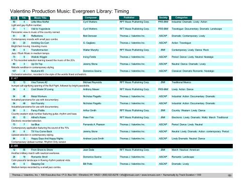 Valentino Production Music: Evergreen Library: Timing