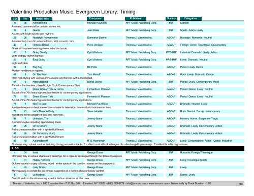 Valentino Production Music: Evergreen Library: Timing