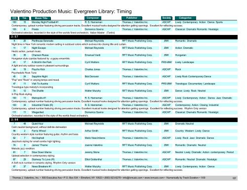 Valentino Production Music: Evergreen Library: Timing