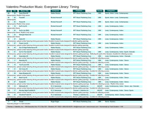 Valentino Production Music: Evergreen Library: Timing