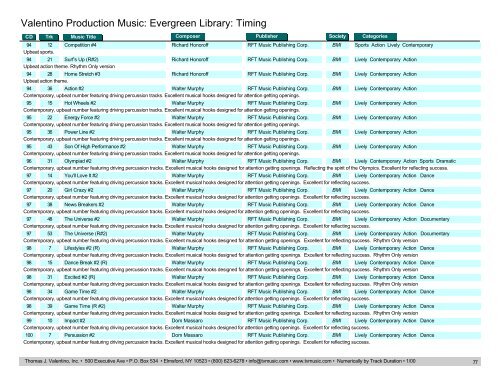 Valentino Production Music: Evergreen Library: Timing