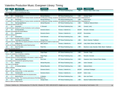 Valentino Production Music: Evergreen Library: Timing