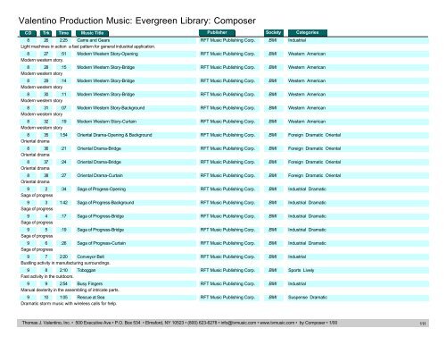 Valentino Production Music: Evergreen Library: Composer