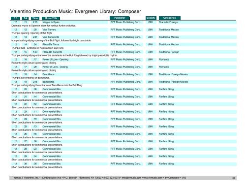 Valentino Production Music: Evergreen Library: Composer