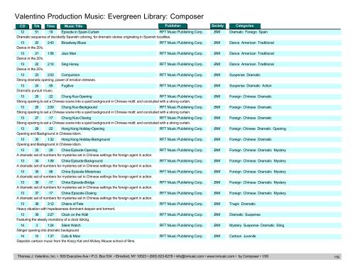 Valentino Production Music: Evergreen Library: Composer