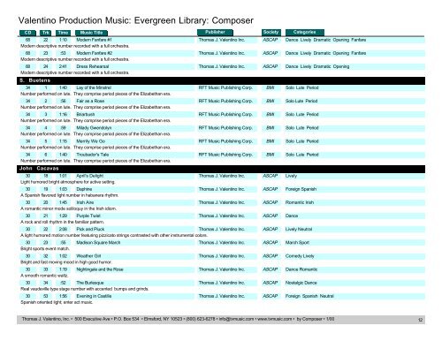 Valentino Production Music: Evergreen Library: Composer