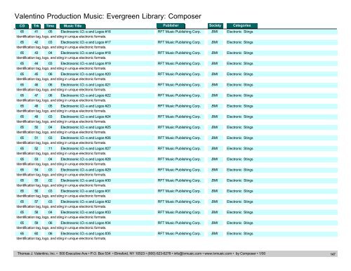 Valentino Production Music: Evergreen Library: Composer