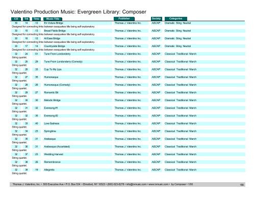 Valentino Production Music: Evergreen Library: Composer