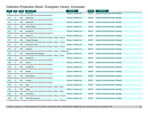 Valentino Production Music: Evergreen Library: Composer