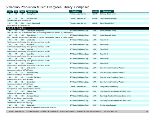 Valentino Production Music: Evergreen Library: Composer