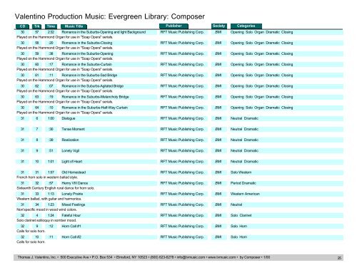 Valentino Production Music: Evergreen Library: Composer