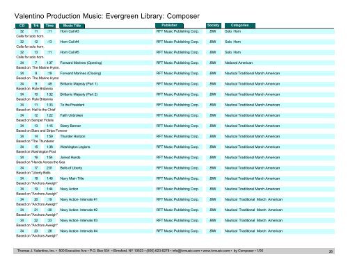 Valentino Production Music: Evergreen Library: Composer