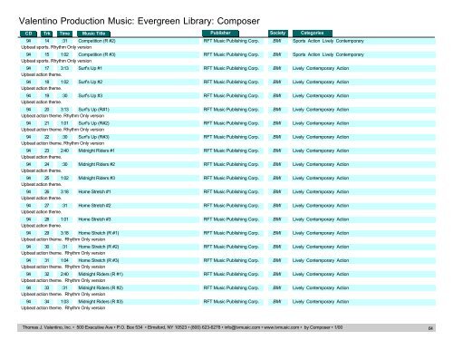 Valentino Production Music: Evergreen Library: Composer