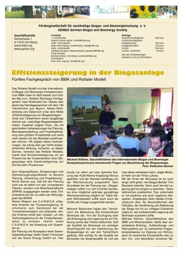 Effizienzsteigerung in der Biogasanlage - fnbb - IBBK