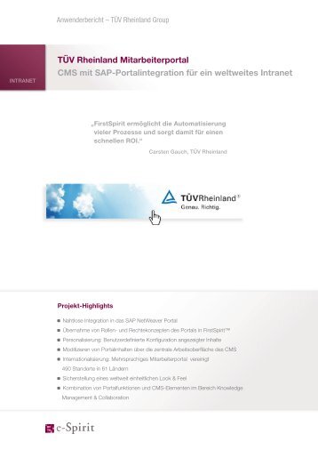 TÜV Rheinland Mitarbeiterportal CMS mit SAP ... - e-Spirit AG