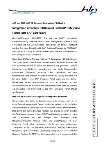 SAP und CMS: SAP EP Business Package for FIRSTspirit - HLP ...