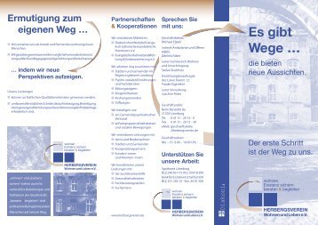 Flyer zum Herbergsverein - Herbergsverein Wohnen und Leben eV