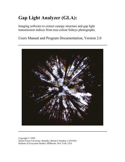 Gap Light Analyzer (GLA): - School of Resource and Environmental ...