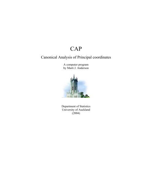Canonical Analysis of Principal coordinates - Department of Statistics